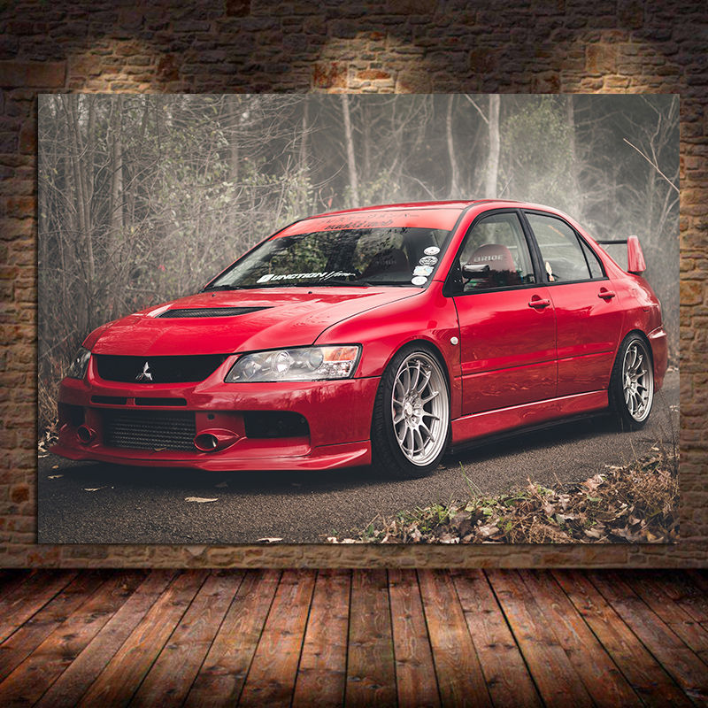 Interior Design Sketch - Supercar Posters Lancer Evo Red Car