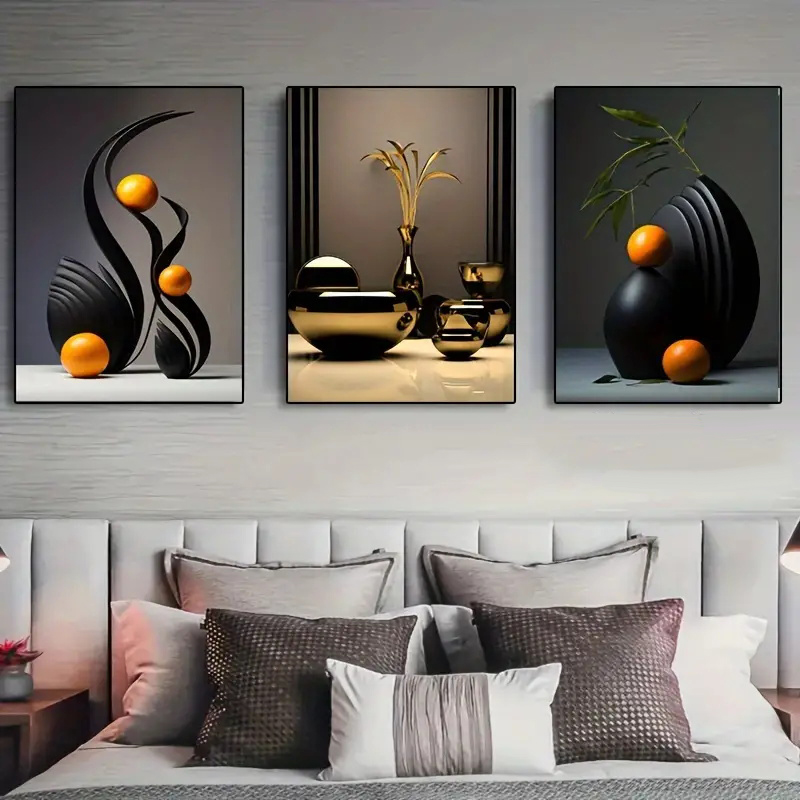 Interior Design Sketch - 3pcs/set Abstract Canvas Print Posters Three-dimensional