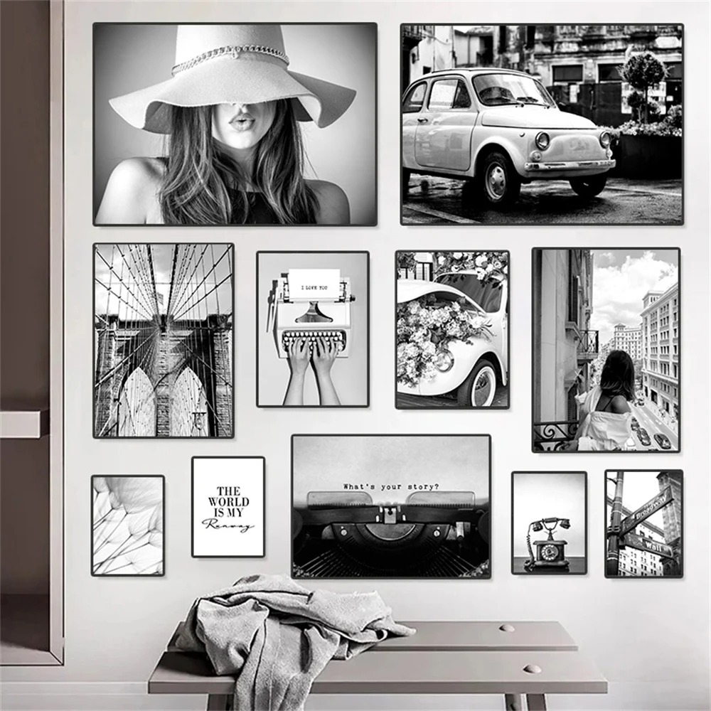 Interior Design Sketch - Retro telephone typewriter car oil painting