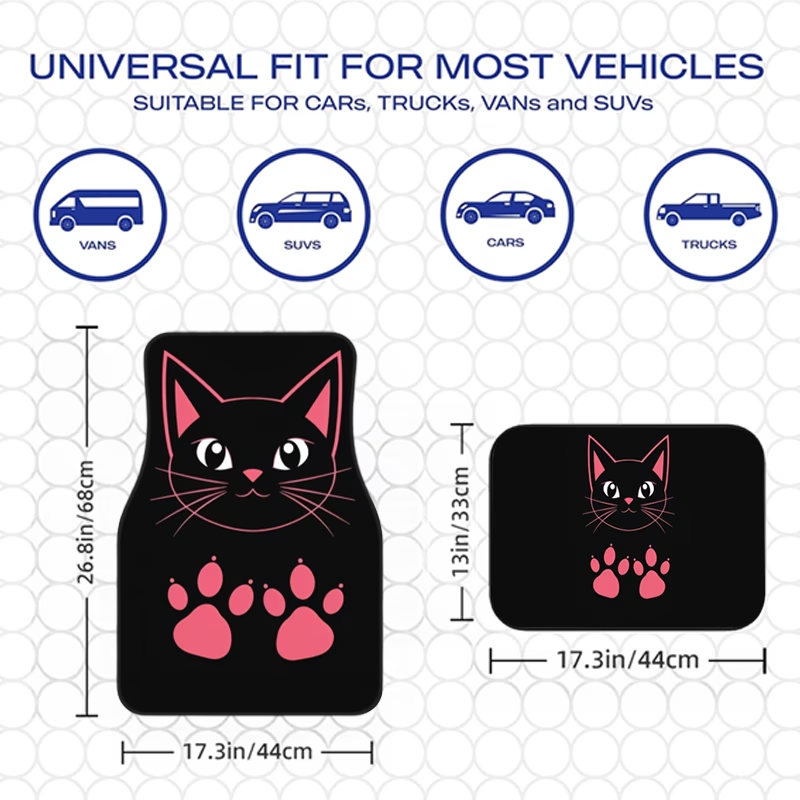 Interior Design Type - 4Pcs Pink and Black Cat Paw