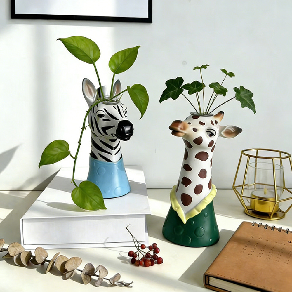 Interior Design Minimalist - Nordic Aesthetic Vase Zebra Design Resin