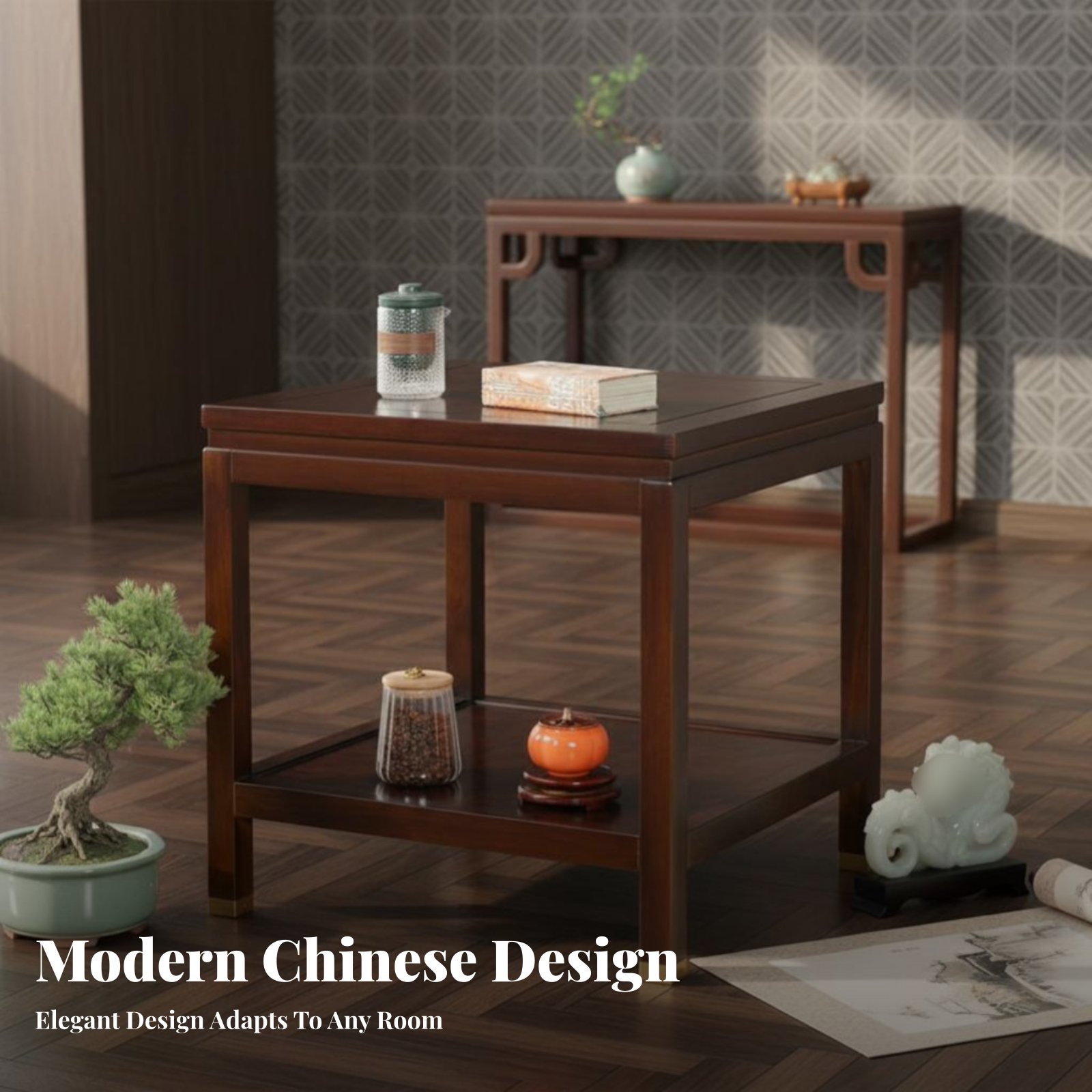 Interior Design Minimalist - Dual-Level Square Table Minimalist Design 2-Tier