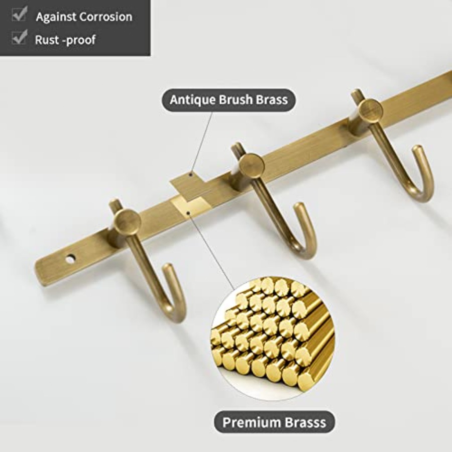 Brass Hook Rack, Bathroom Towe - Antique Brass Hook 评论和价格
