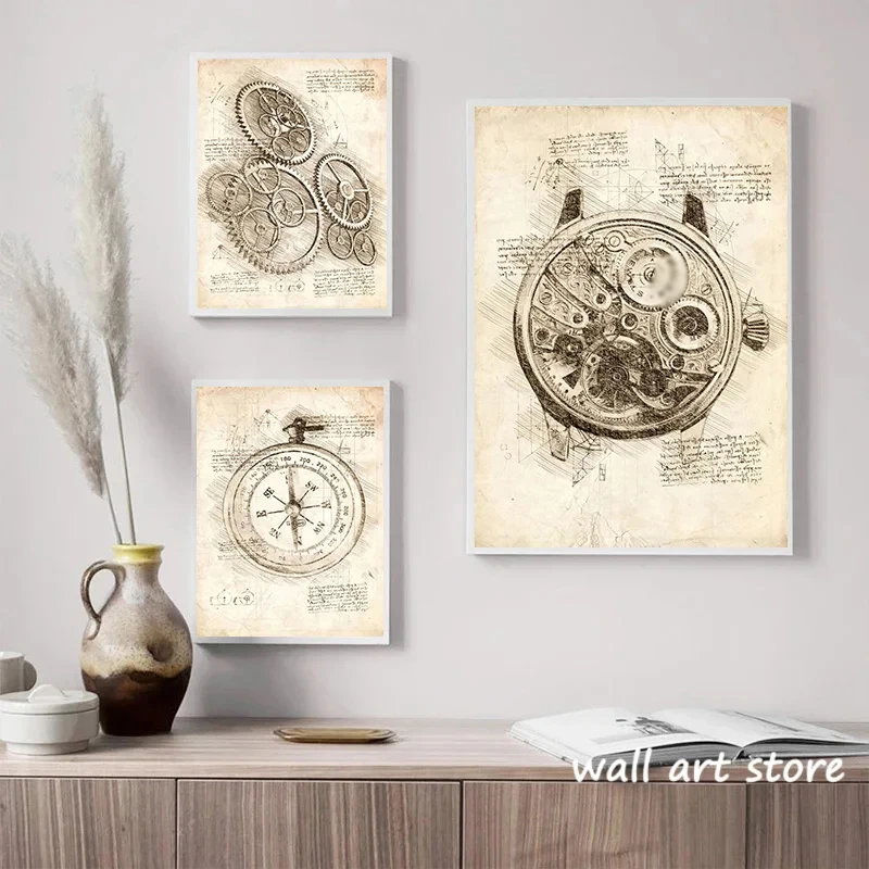 Vintage Watch Sketch Poster Ge - Interior Design Sketch 评论和价格