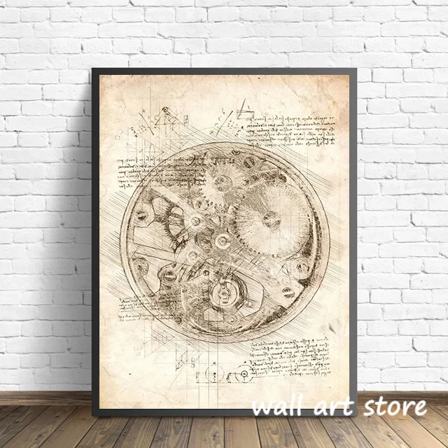 Vintage Watch Sketch Poster Ge - Interior Design Sketch 评论和价格