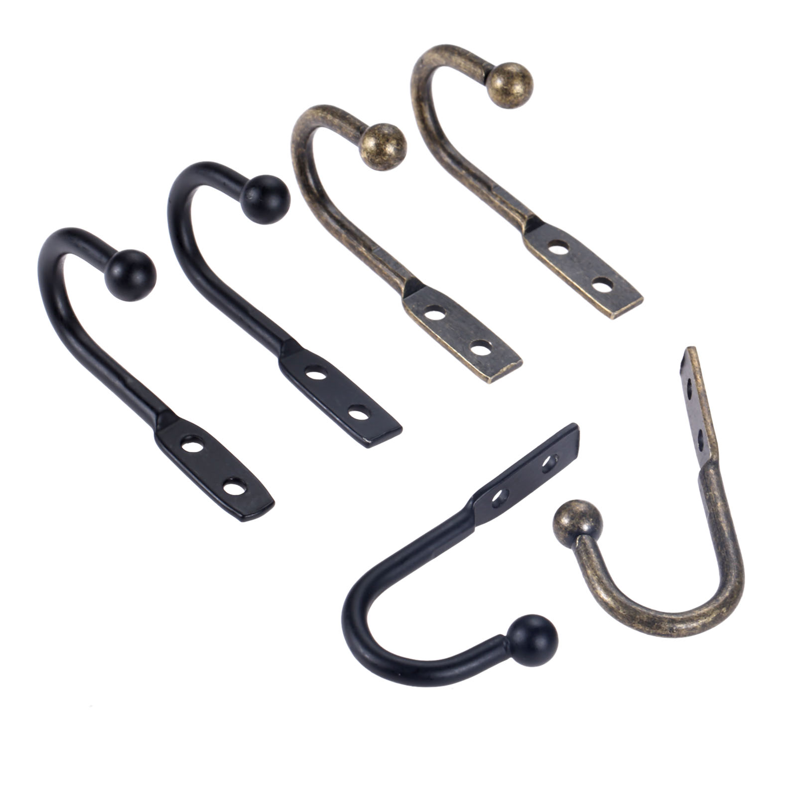 5pcs Vintage Black/Antique Bro - Antique Brass Hook 评论和价格