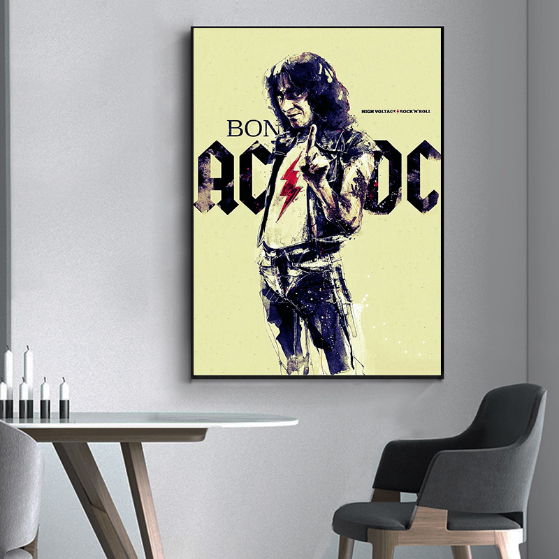 AC_DC Band Canvas Art Retro Po - Interior Design Sketch 评论和价格