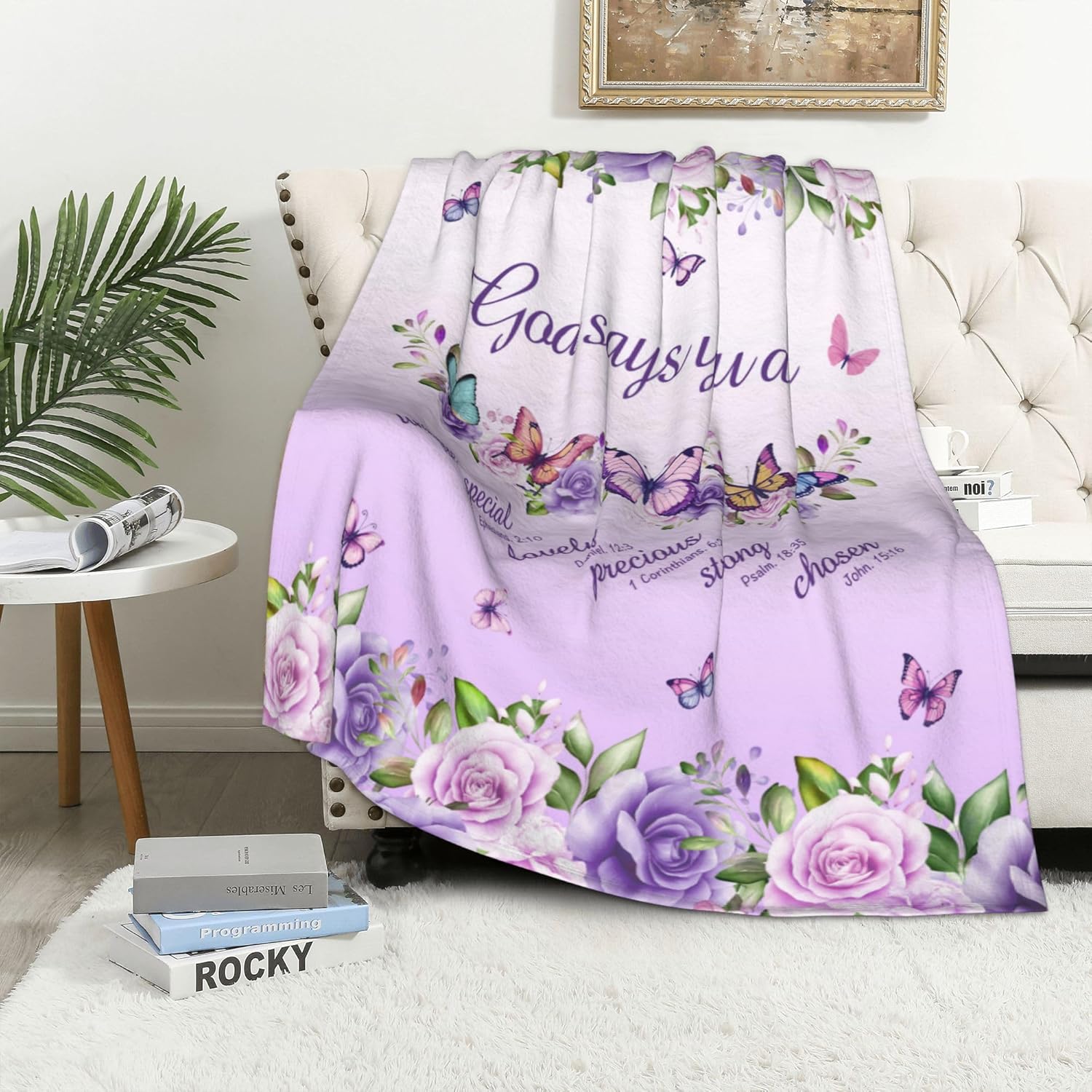 Purple Roses Butterflies Faith - Interior Design Quotes 评论和价格