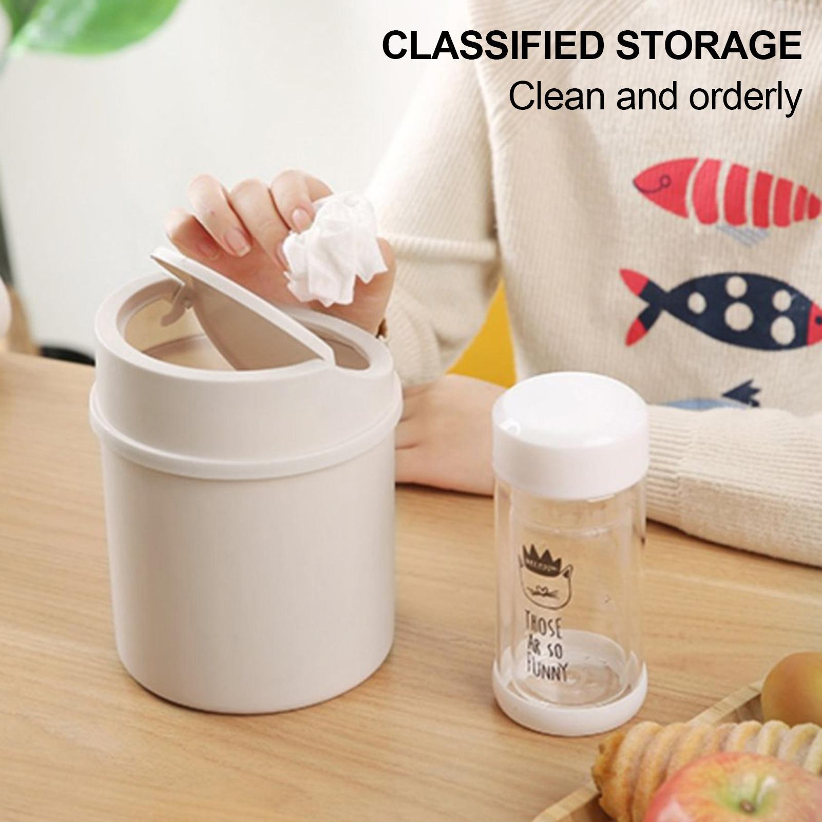 Mini Desktop Trash Can with Li - Interior Design Your Room 评论和价格