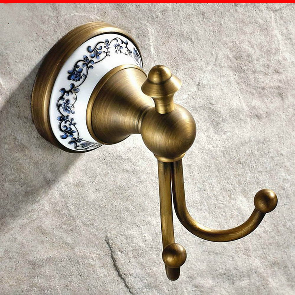 Antique Brass Ceramic base Wal - Antique Brass Hook 评论和价格