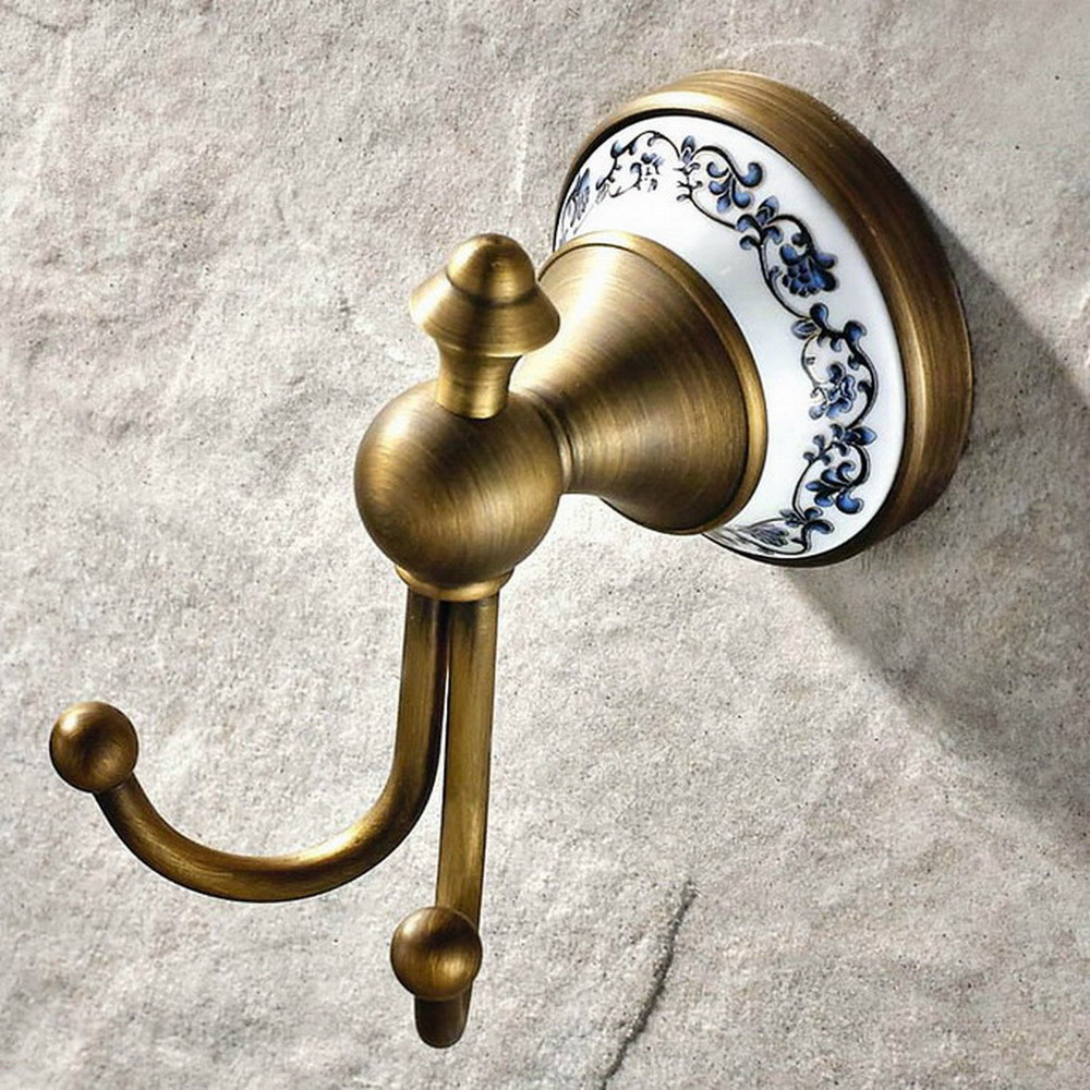 Antique Brass Ceramic base Wal - Antique Brass Hook 评论和价格
